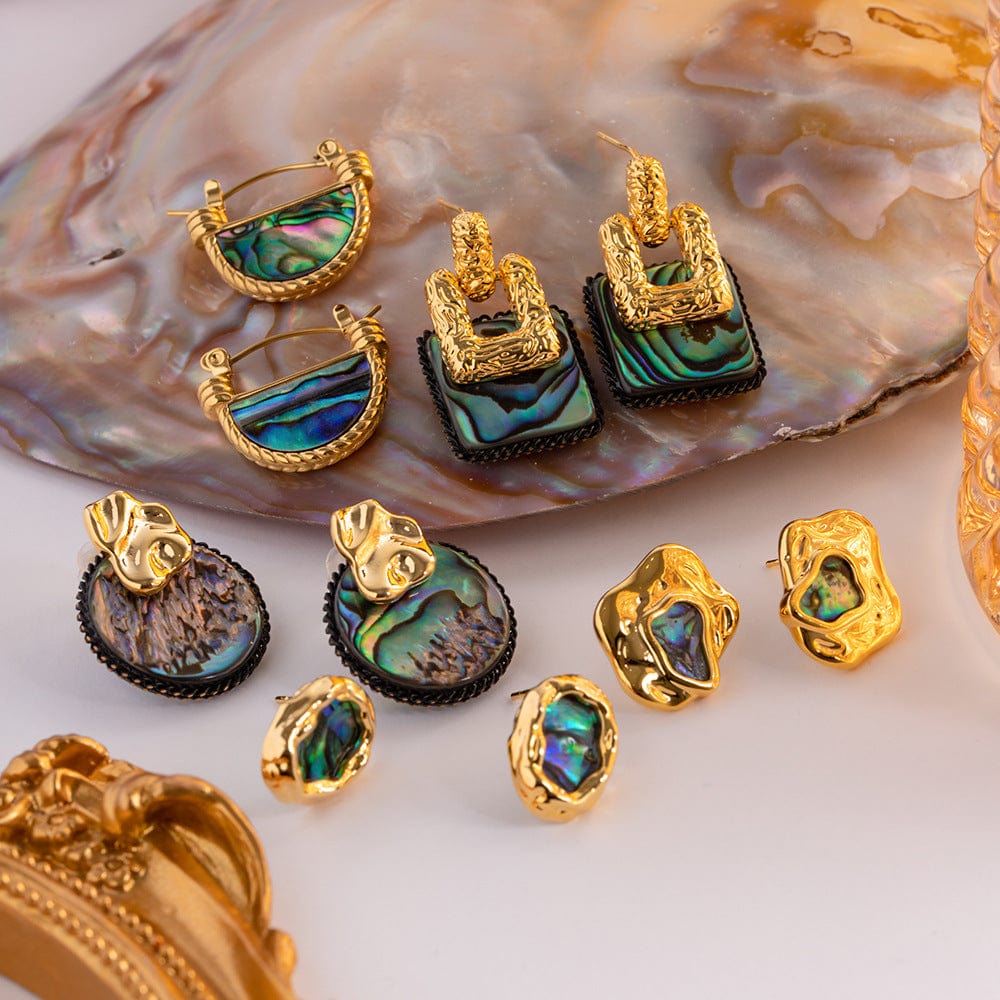 MISSSENNA Jewelry Vintage Style earrings combination irregular water ripples natural abalone shell women's vintage earrings