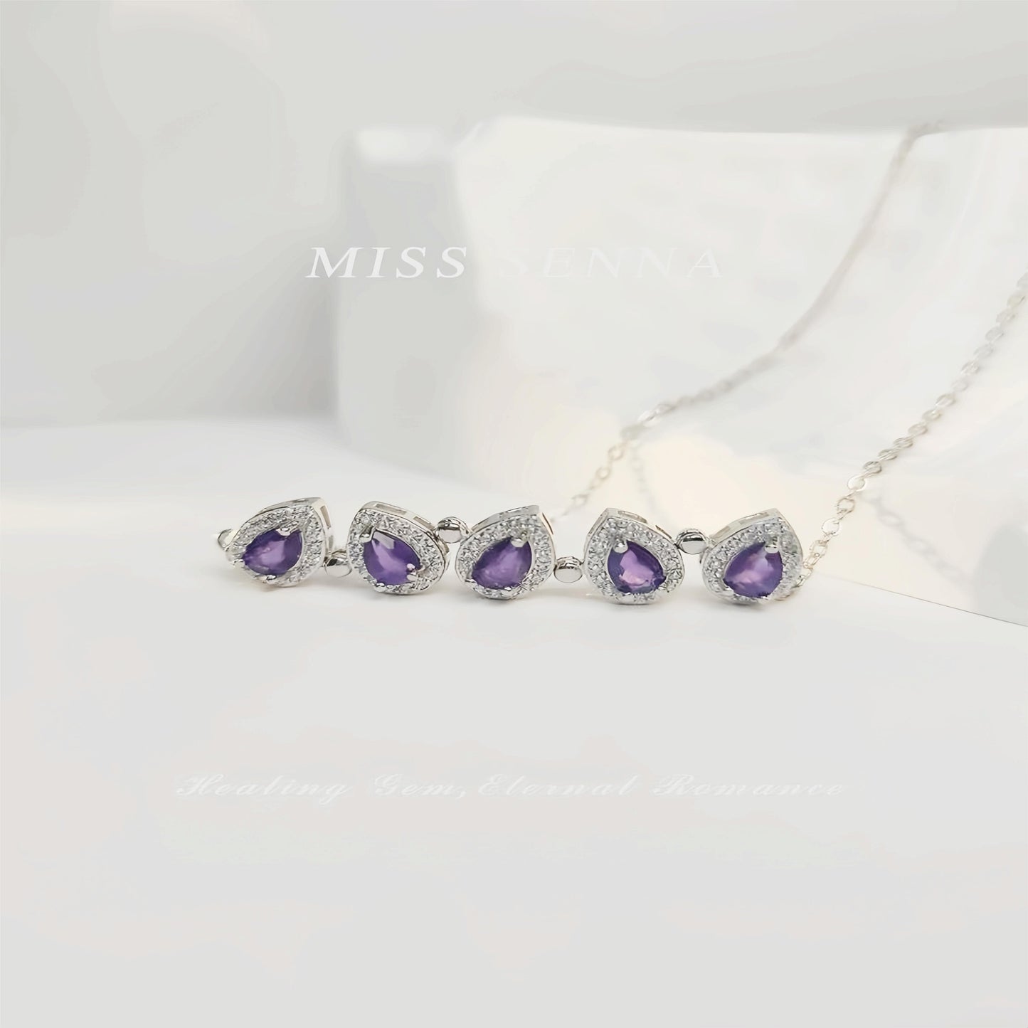 MISSSENNA Jewelry S925 Silver Natural Amethyst Sunflower Designed Magnetic Two-ways Wearing Necklace