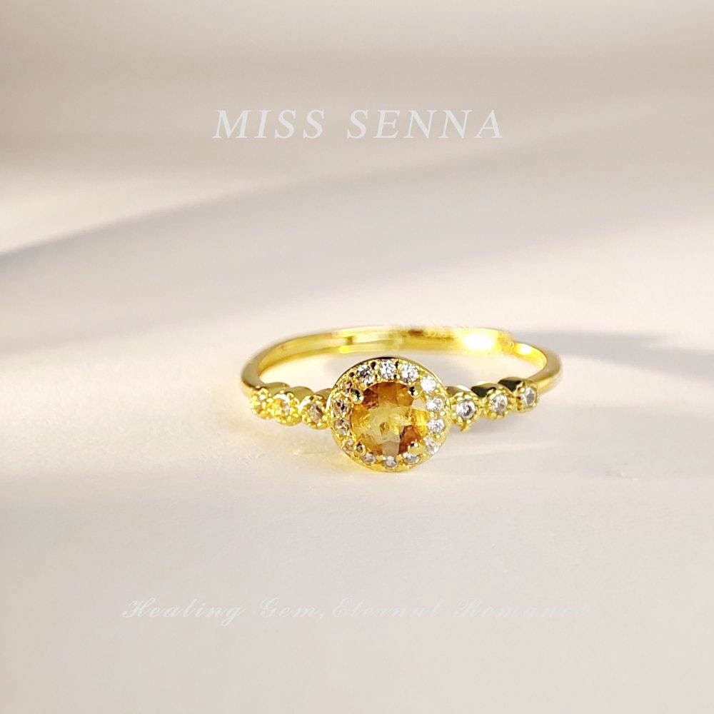 MISSSENNA Jewelry S925 Sterling Silver Natural real gemstone 18k gold plated Natural Tourmaline Colorful Classic Round Shape Cutting Ring Misssenna