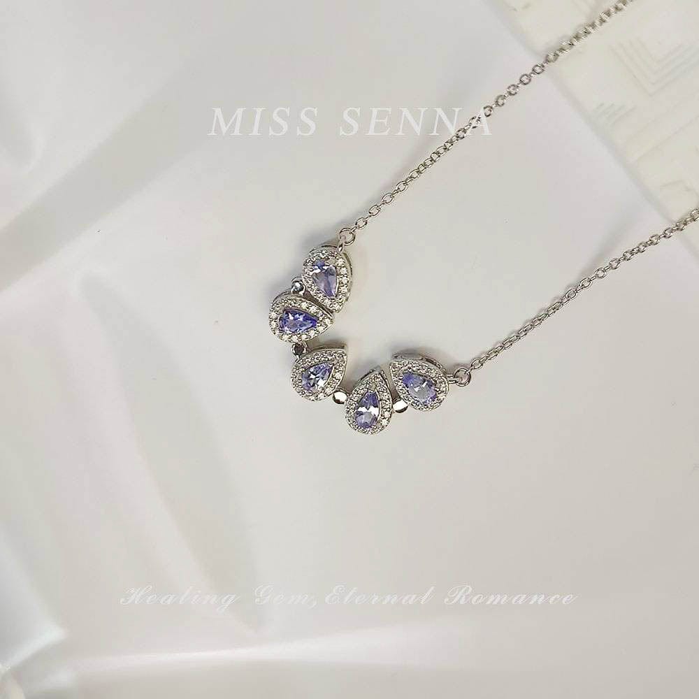 S925 Silver Tanzania Natural Tanzanite Flower Two-ways Wearing Necklace