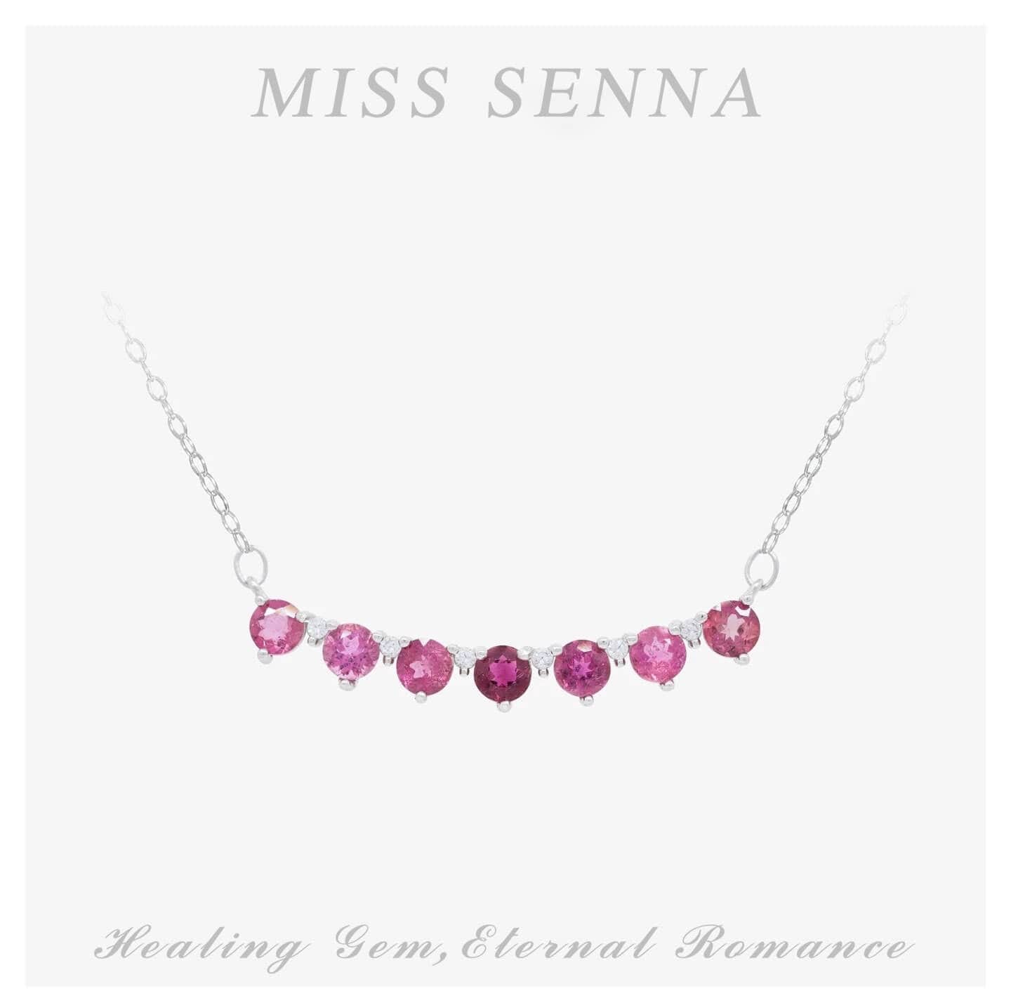 MISSSENNA Jewelry natural pink tourmaline smile shaped oval cutting necklace