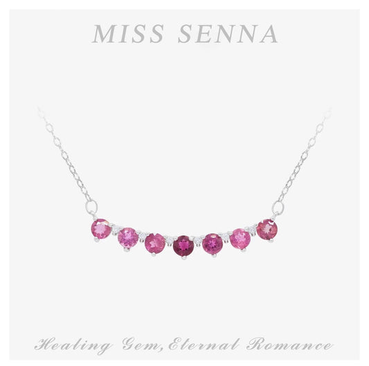 MISSSENNA Jewelry natural pink tourmaline smile shaped oval cutting necklace