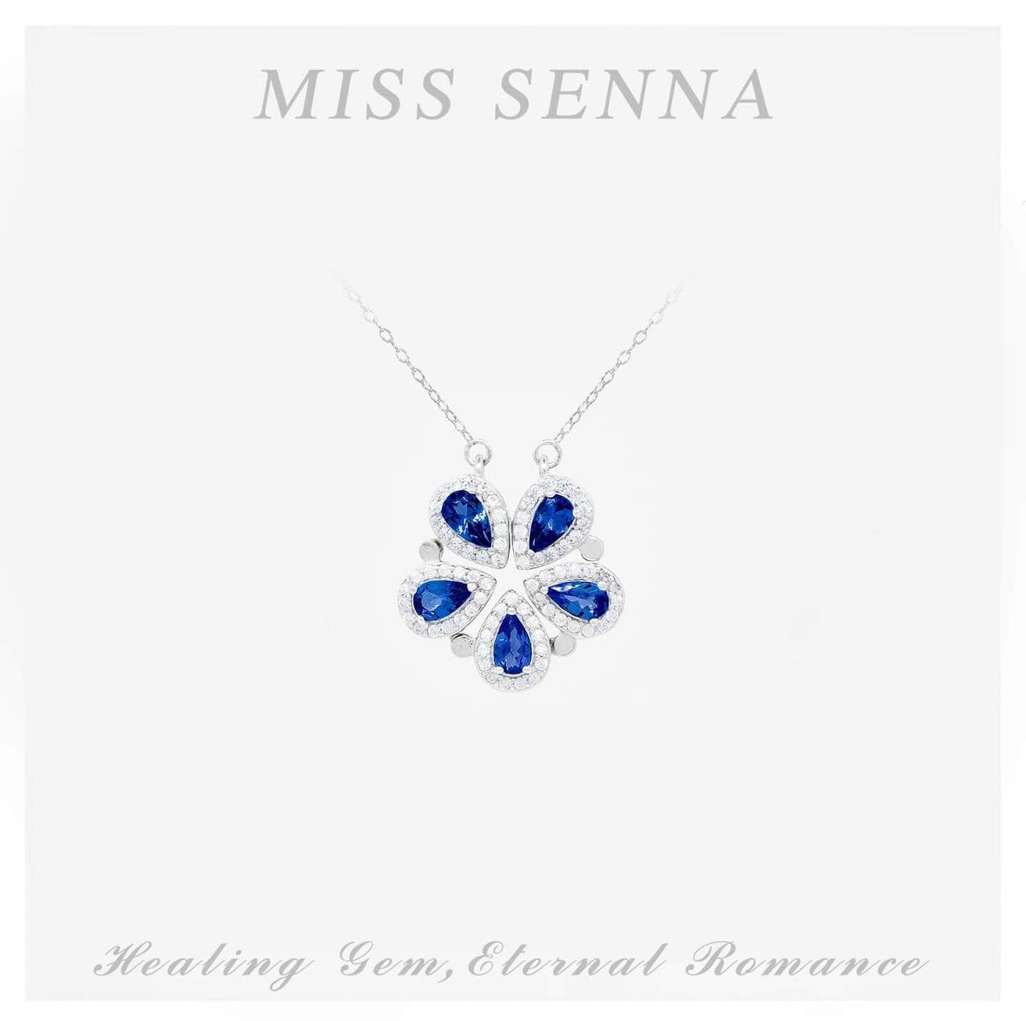 MISSSENNA Jewelry Natural Sapphire Sunflower Shape Design Magnetic Two-Ways Wearing necklace