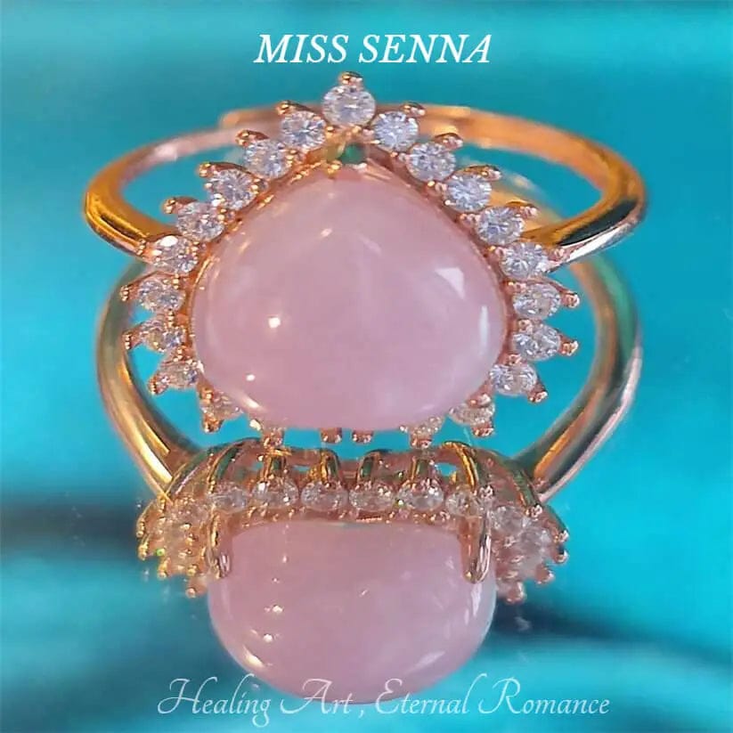 MISSSENNA Jewelry S925 Sterling Silver Natural real gemstone Kunzite Heartshape Design Pink Color Ring