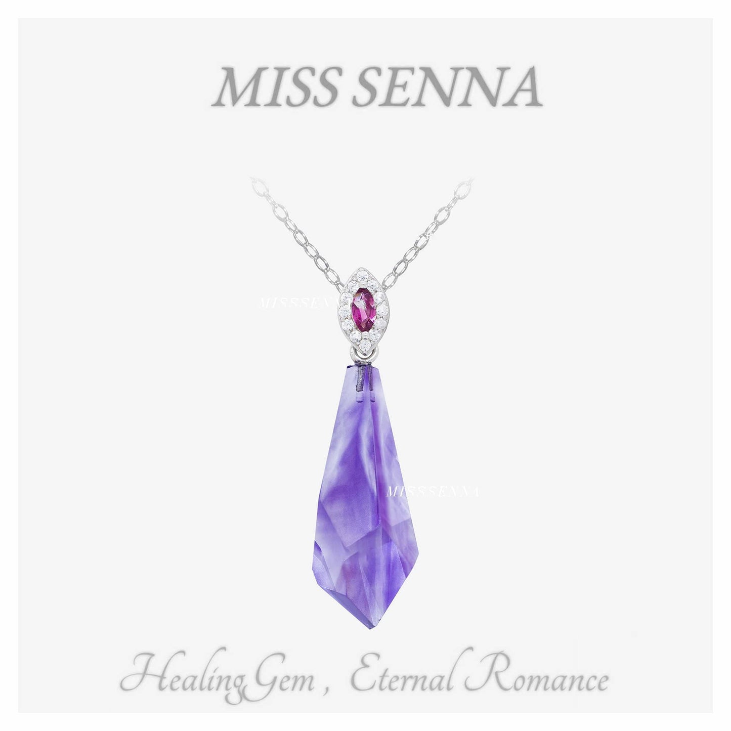 S925 Silver Natural Amethyst Rose Cut 5.5ct Necklace 383