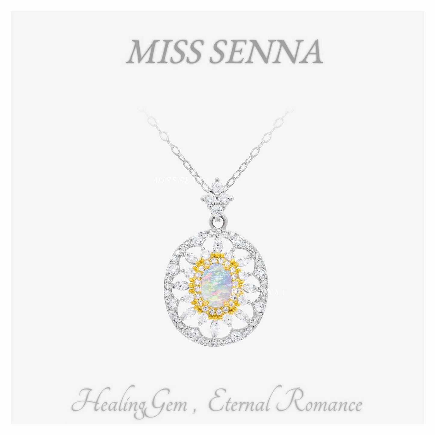 S925 Silver Sri Lanka Natural Opal Delicate Royal Pendant Necklace