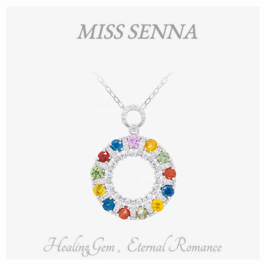 S925 Silver Sri Lanka Natural Colored Sapphire Luxury Pendant Necklace