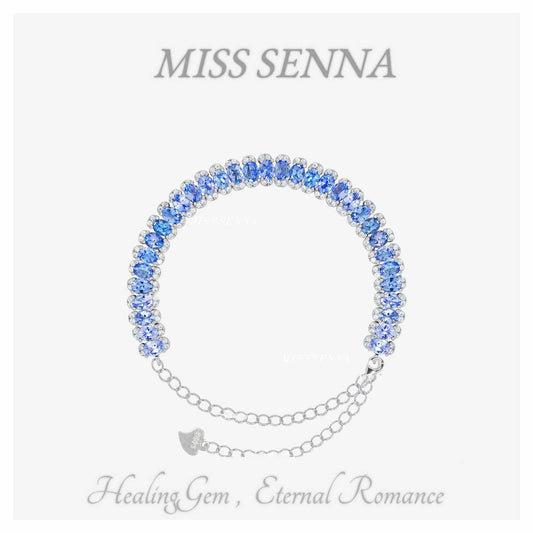 S925 Silver Natural Tanzanite Luxury Bracelet 312