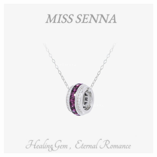 S925 Silver Natural Garnet Almandine Luxury Hoop Pendant Necklace