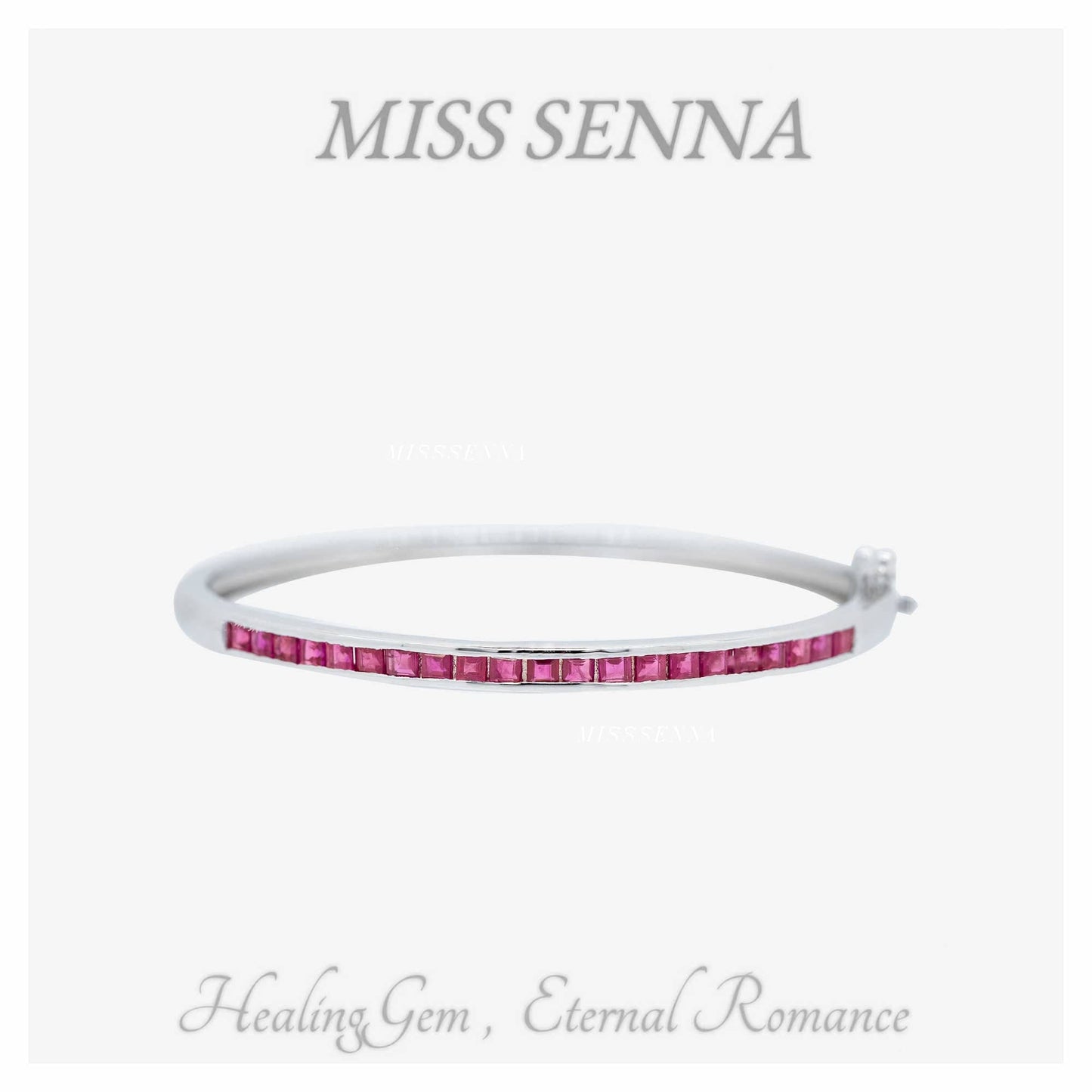 S925 Silver Natural Burma Mine High Quality Ruby Row Design Bracelet