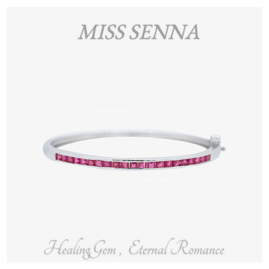 S925 Silver Natural Burma Mine High Quality Ruby Row Design Bracelet