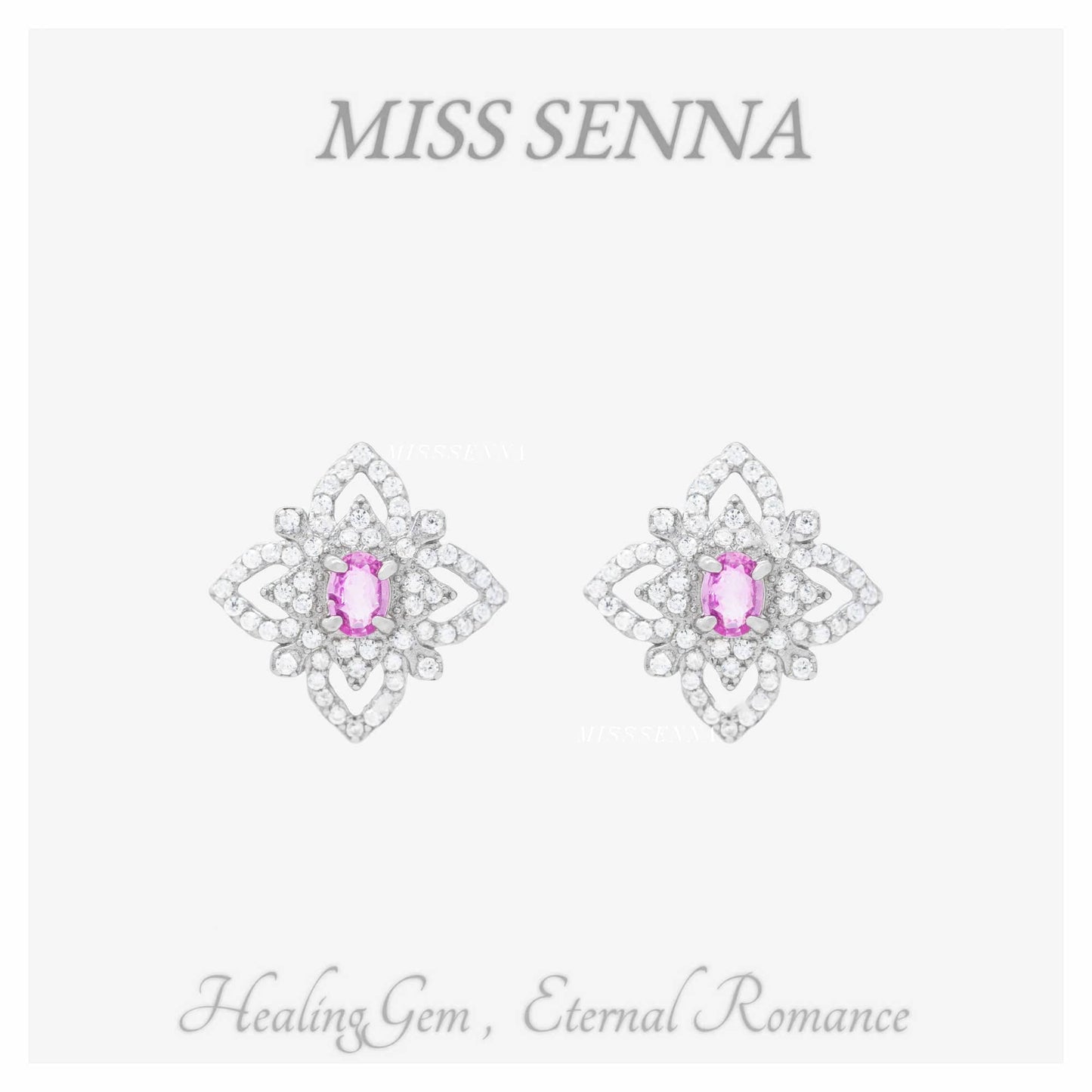 S925 Silver Sri Lanka Natural Pink Sapphire Earring Stud