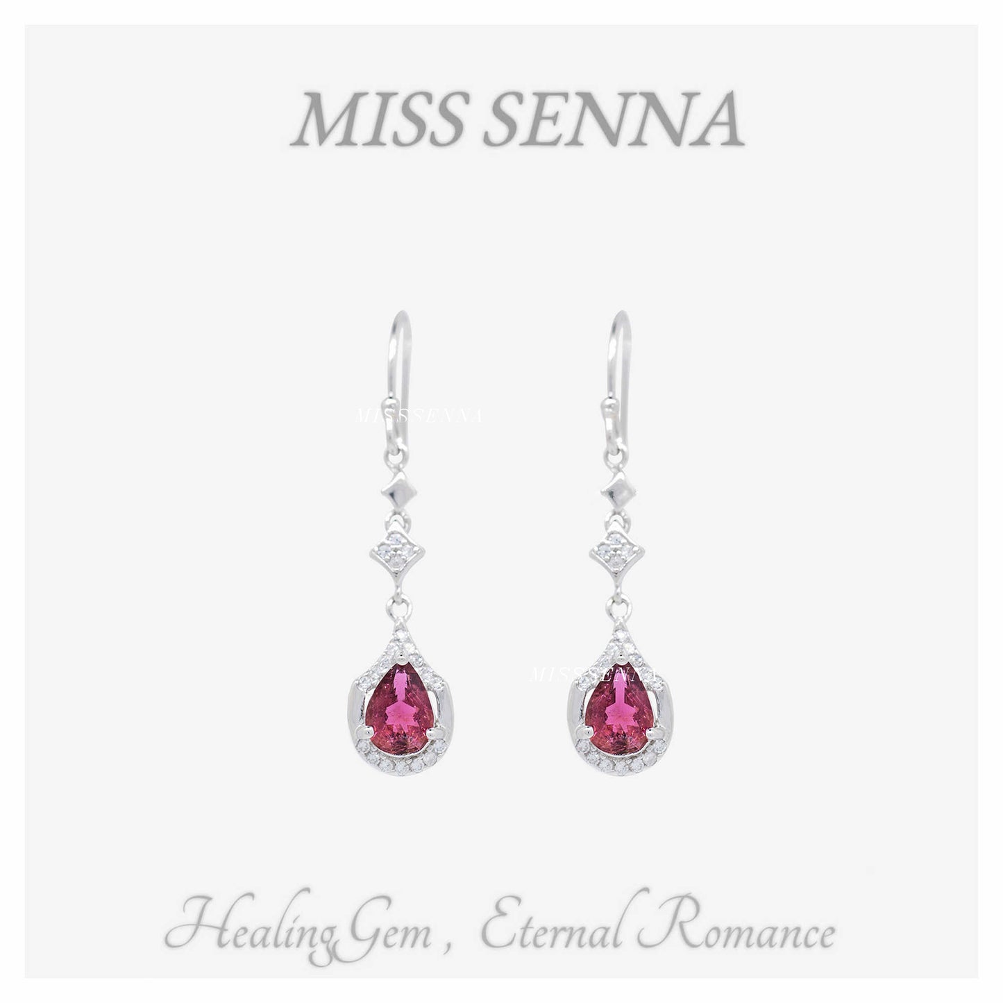 MISSSENNA Jewelry S925 Sterling Silver Natural Brazil Mine Neat Clarity Tourmaline Oval Earrings 53