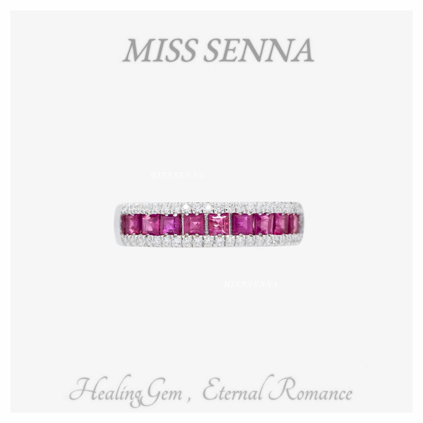 S925 Silver Natural Burma Ruby Row Ring