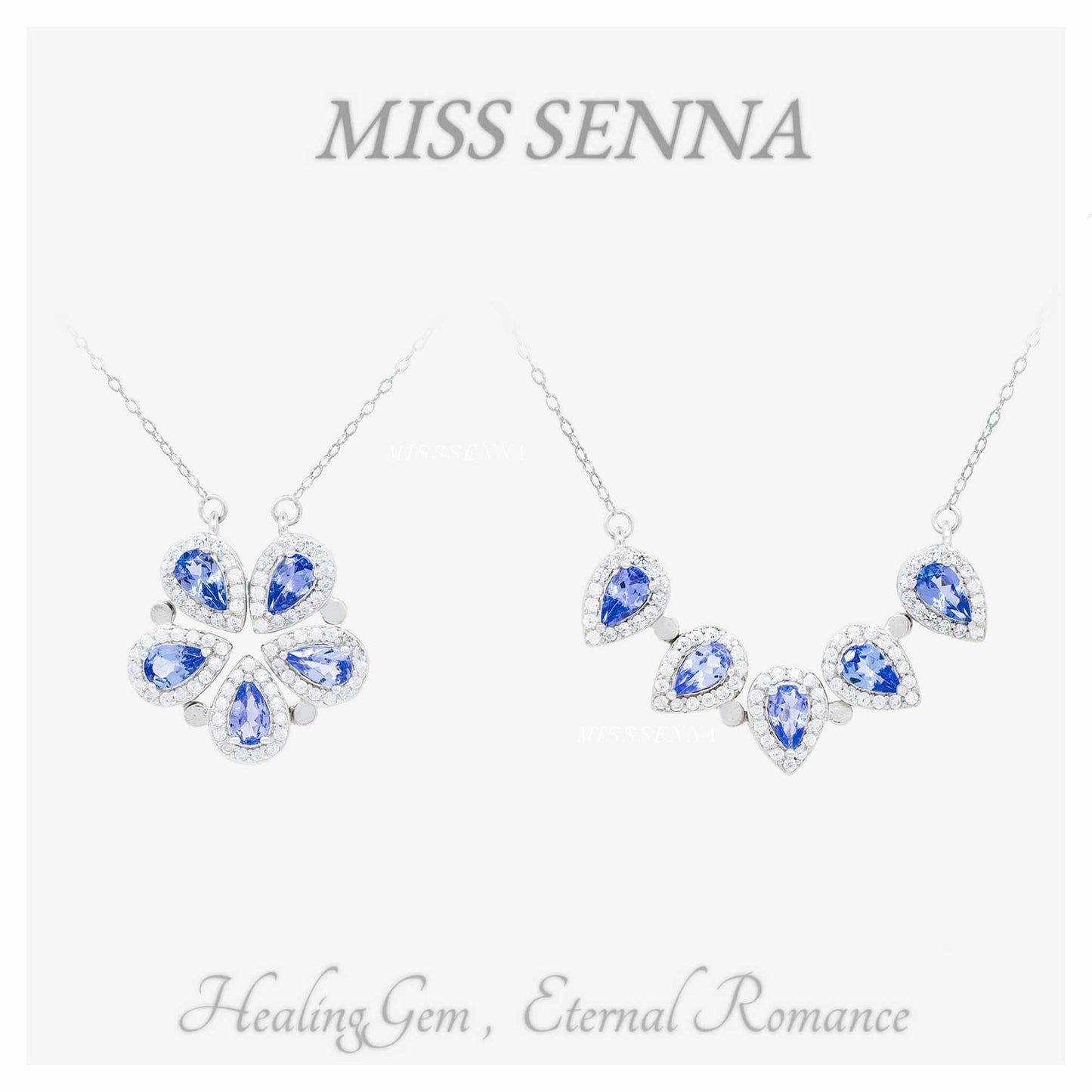 S925 Silver Tanzania Natural Tanzanite Flower Two-ways Wearing Necklace