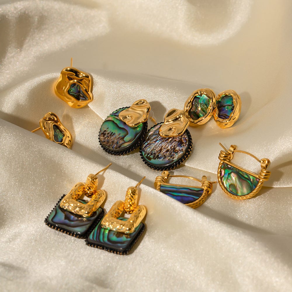 MISSSENNA Jewelry  Vintage Style earrings combination irregular water ripples natural abalone shell women's vintage earrings